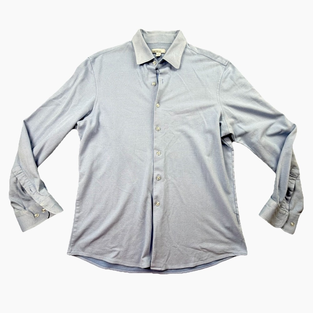 Bar III Slim Fit Stretch Dress Shirt‎ Light Blue Mens L 16-16.5 34/35
